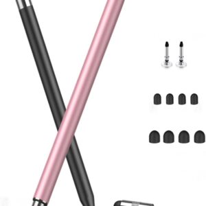 MEKO 3 in 1 Stylus Pens for Touch Screens, High Sensitivity & Precision Capacitive Stylus for Apple iPad iPhone Tablets Samsung Galaxy All Universal Touchscreen Devices (2 Pack-Black/Rose Gold)
