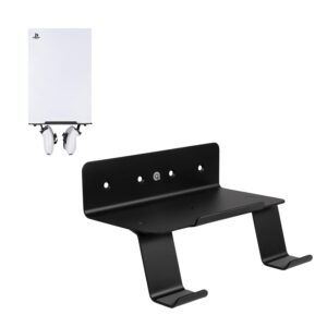 Shinewider PS wall stand Mount,Metal wall stand shelves,metal wall shelf with hooks,wall shelf organizer,wall shelf storage,wall stand for PS.(Black)
