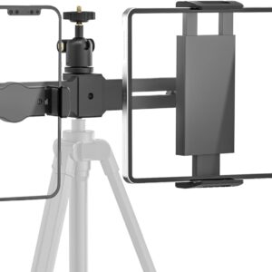 iPad Tripod Mount Adapter, Universal iPad Holder for Tripod with Swivel 1/4" Ball Head for LED Ring Light, 2 Tripod Mount Adapter for iPad Pro, iPad Air, iPad Mini, 4.7-12.9" Tablets Smartphones