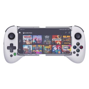 Mobile Game Controller for iPhone/Android with 4 Mapping Button/Joystick Can Adjust Height Phone Game Controller - PS Remote Play, Xbox Cloud, Steam Link, GeForce NOW (For iPhone&Android, White-3)