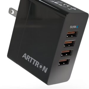 USB Wall Charger,Arttron 30W 4-Port USB Wall Charger Adapter,USB Charging Stations Lightweight Design,Foldable Wall Plug Multiport Charger for iPhone iPad Tablets Smartphones, Home Office Use