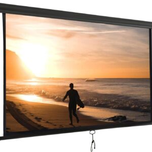 SUPER DEAL 120'' Projector Screen Projection Screen Manual Pull Down HD Screen 1:1 Format for Home Cinema Theater Presentation Education Outdoor Indoor Public Display, Black