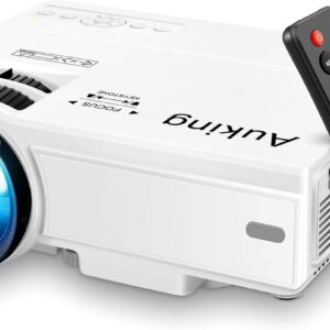 AuKing Projector, 2024 Upgraded Mini Projector, Full HD 1080P Home Theater Video Projector, Compatible with HDMI/USB/VGA/AV/Smartphone/TV Box/Laptop