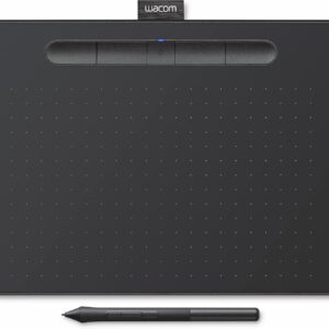 Wacom Intuos Medium Bluetooth Graphics Drawing Tablet, Portable for Teachers, Students and Creators, 4 Customizable ExpressKeys, Compatible with Chromebook Mac OS Android and Windows - Black