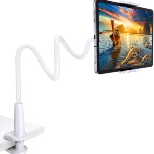 Tryone Gooseneck Tablet Holder Stand for Bed Adjustable Flexible Arm Tablets Mount Clamp on Table Compatible with iPad Air Mini | Galaxy Tabs | Kindle Fire | Switch or Other 4.7-10.5" Devices