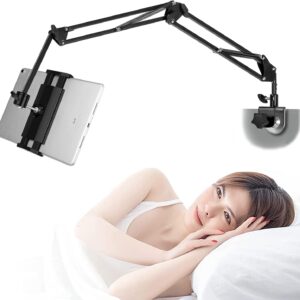 Tablet Stand Phone Holder tablet Holder for Bed [Ultra Sturdy Bottom Clamp] , Flexible Tablet arm Stand for Desk Mount Compatible with iPad Pro 12.9, iPad, Galaxy Tab, iPhone or 4.5~13 Inch Devices