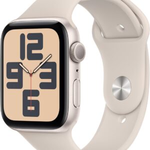 Apple Watch SE (2nd Gen) [GPS 44mm] Smartwatch with Starlight Aluminum Case with Starlight Sport Band S/M. Fitness & Sleep Tracker, Crash Detection, Heart Rate Monitor