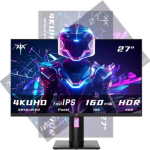 KTC 27 Inch 4K Gaming Monitor, UHD 160Hz/144Hz 1ms Fast IPS Monitor, Freesync/G-Sync, HDR400, 132% sRGB, HDMI DisplayPort, VESA, Tilt/Height/Pivot Adjustable, H27P22S