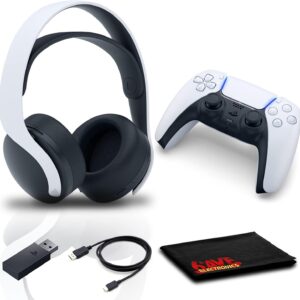 PlayStation Pulse 3D Wireless Headset Bundle with DualSense Wireless Controller and 6Ave Microfiber Cleaning Cloth 5