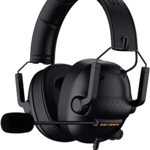 SENZER SG500 Surround Sound Pro Gaming Headset with Noise Cancelling Microphone - Soft Memory Foam Padding - Portable Foldable Headphones for PC, PS4, PS5, Xbox One, Switch - Black