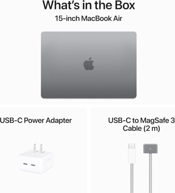 2024 MacBook Air 15-inch Laptop with M3 chip: Built for Apple Intelligence, 15.3-inch Liquid Retina Display, 8GB Unified Memory, 256GB SSD Storage, Backlit Keyboard, Touch ID; Space Gray - Image 7