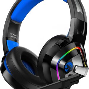 ZIUMIER Gaming Headset with Mic, Xbox One Headset with Noise Canceling Mic, PS4 Headset with Stereo Surround Sound, Over-Ear Headphones for PC, PS4, PS5, Xbox One, Xbox Series S/X, Laptop