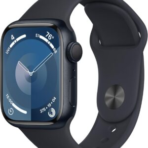Apple Watch Series 9 [GPS 41mm] Midnight Aluminum Case with Midnight Sport Band S/M (Renewed)