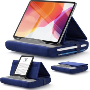 JSAUX Tablet Pillow Stand, Tablet Stand Holder Dock for Lap, Bed and Desk Compatible with iPad Pro 11 10.5 9.7 10.2 Air Mini, Kindle, Tablets, Phones, E-Reader, Books and More 4-11'' devices Navy Blue