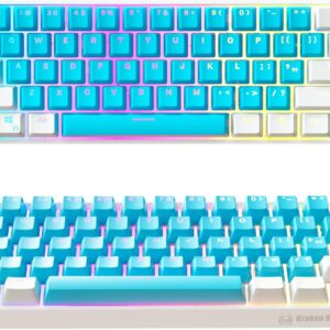 KRAKEN KEYBOARDS ICE Edition Kraken Pro 60 | White & Blue 60% HOT SWAPPABLE Mechanical Gaming Keyboard for Gaming On PC, Xbox, PlayStation & MAC (ICE | Silver Switches)