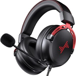 DEEBOX Gaming Headset for PC, PS5, PS4, Xbox, Gaming Headphone with Detachable Noise Canceling Mic, Wired Gaming Headsets 3.5mm for PC, Laptop, Mac & Nintendo NES Games