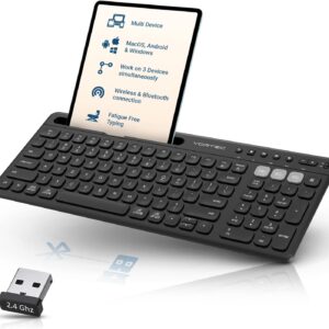 Multi Device Wireless Keyboard - Bluetooth Keyboard for Tablet - Universal Compatible with iPhone iPad Android Phone Cellphone PC Computer - Built-in Stand - Long Battery Life - Easy Setup