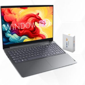 Lenovo Newest V Series Essential Laptop|15.6” FHD Display|Intel Dual Core Processor with UHD Graphics|RJ-45|Windows 11 Pro|Lightweight|WOWPC 500GB External HDD|Black (16GB RAM | 1TB Storage)