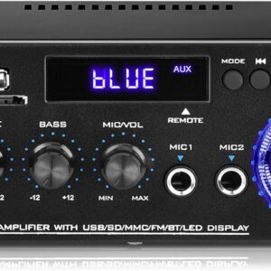 AK45 Pro Home Audio Amplifier Receivers with Bluetooth 5.0-2 Channel 30W Power Home Theater Stereo with USB, SD, FM, 2 Mic in,Stereo Audio Amplifier Receivers for Studio,Home,Karaoke