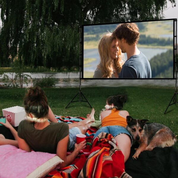 Projector Screen with Stand, Wootfairy 100 inch Foldable and Portable Projection Screen 16:9 4K HD Rear Front Wrinkle-Free Movie Screen with Carry Bag for Indoor Outdoor Home Theater Backyard Cinema - Image 6