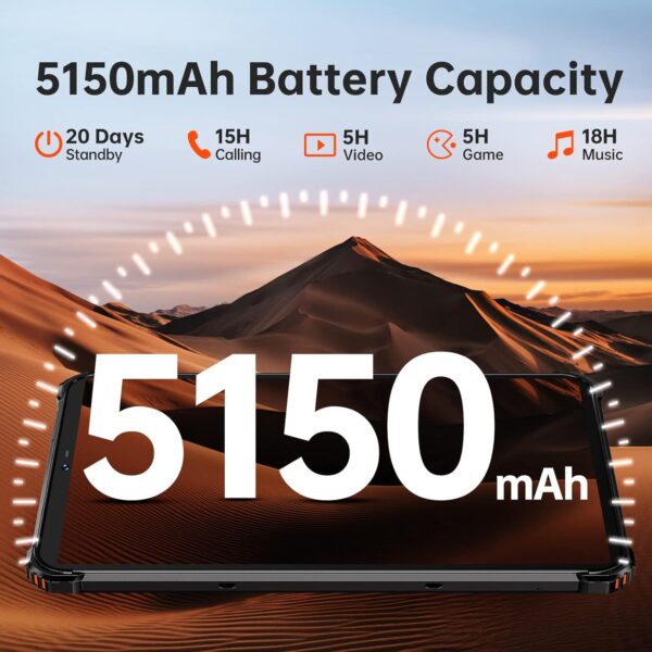 OUKITEL RT3 Rugged Android 13 Tablet - 8 Inch Waterproof-Tablet, 7GB+64GB 1TB Expandable, 5150mAh Battery Industrial Tablet PC, 16+8MP Camera, IP68&IP69K Tablet, Dual SIM/5G WiFi/BT5.3/OTG/NFC-Orange - Image 5