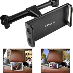 Tryone Universal Car Headrest Tablet Holder for 4.7-12.9 Inch Devices - Sturdy, Easy Installation, 360 Rotation, Foldable Design