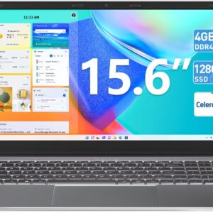 SGIN 15.6 Inch Laptop, Laptops Computer with Celeron Quad-Core Processor(Up to 2.6GHz), 4GB RAM 128GB SSD, Expandable 1TB, UHD Graphics 600, Type-C, USB 3.2 * 2, Mini HDMI, 5G WiFi, 53300WH Battery