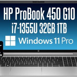 Oemgenuine HP ProBook 450 G10 Business Laptop 15.6” FHD Display, Intel 10 Core i7-1355U, 32GB RAM, 1TB SSD, Wi-Fi 6, Webcam, RJ-45, HDMI, USB-C, Backlit Keyboard, W11P