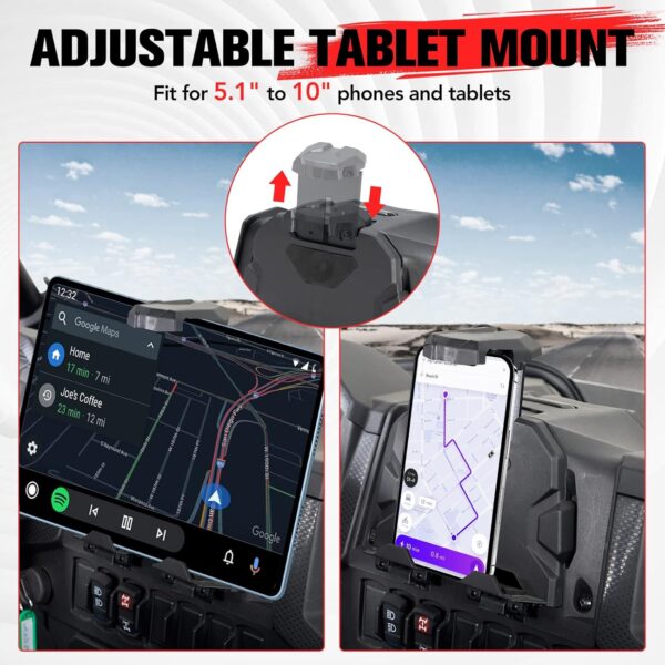 A & UTV PRO Electronic Device Tablet Holder & RZR Tie Down Anchors for 2019 2020 2021 2022 2023 Polaris RZR XP 1000 /XP4 1000/ XP Turbo / XP4 Turbo/Turbo, Phone Ipad GPS Storage Mounts Accessories - Image 2