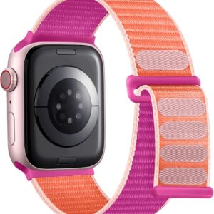Breathable Sport Nylon Loop Strap Compatible with Apple Watch Bands 38MM 40MM 41MM 42MM 44MM 45MM 46MM 49MM, Women Men Adjustable Straps Compatible with IWatch Series SE 10/9/8/7/6/5/4/ Ultra
