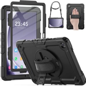 HXCASEAC Case for Samsung Galaxy Tab A9+/ A9 Plus Case 11 Inch, Protective with Screen Protector/Hand Strap/Pen Holder, Sturdy Shockproof Galaxy A9 Plus Tablet Case 2023 SM-X210/X216/X218 - Black