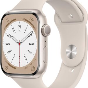 Apple Watch Series 8 [GPS, 45mm] - Starlight Aluminum Case with Starlight Sport Band, M/L (Renewed)