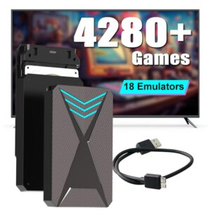 Retro Game Console HDD with 4280 Classic Games, External Hard Drive with 17 Emulator Console, 2T Launchbox Hard Drive Emulator, Plug and Play Video Games for Win 8.1/10/11 PC, Up to 6GB/s, 5400 RPM