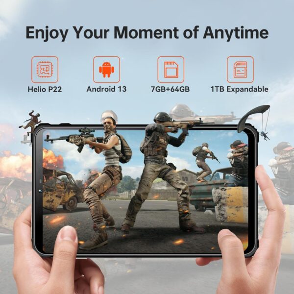 OUKITEL RT3 Rugged Android 13 Tablet - 8 Inch Waterproof-Tablet, 7GB+64GB 1TB Expandable, 5150mAh Battery Industrial Tablet PC, 16+8MP Camera, IP68&IP69K Tablet, Dual SIM/5G WiFi/BT5.3/OTG/NFC-Orange - Image 4