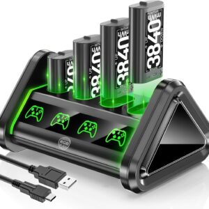 Rechargeable Battery for XboxOne/Xbox Series X|S, 4 x 3840mWh Batteries for Xbox, Xbox Series Controller Battery with Charger for XboxOne S|X /Elite