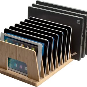 MobileVision Bamboo Device Organizer for Smartphones, Tablets and Laptops, 10 Slots