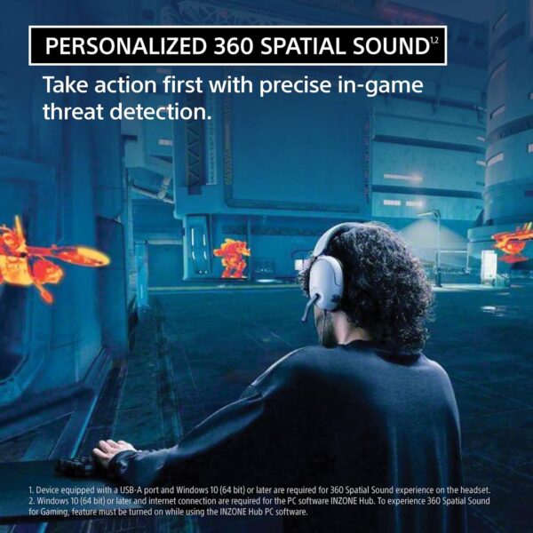 Sony INZONE H3, Gaming Headphones With Mic Wired Connection For Uninterrupted Gaming, Ergonomically Designed Controls, Soft Headband And Smooth Nylon Ear Pads, PS5 Headphones, MDR-G300 (White) - Image 3