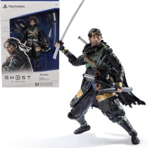 PlayStation, Ghost of Tsushima, 6” Jin Sakai Samurai Action Figure & 2 Accessories, The Shapes Collection, for PS5 Fans & Collectors Ages 17+