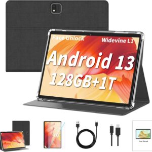 NORTH BISON Android Tablet, 10.1 Inch Android 13 Tablet, 6GB RAM 128GB ROM, 1TB Expand, Tablet with 8000mAh Long Battery,Tablet with Dual Camera, WiFi, Bluetooth, HD Touch Screen, GMS Certified-Black