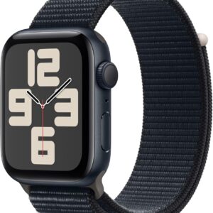 Apple Watch SE (2nd Gen) [GPS 44mm] Smartwatch with Midnight Aluminum Case with Midnight Sport Loop. Fitness & Sleep Tracker, Crash Detection, Heart Rate Monitor, Carbon Neutral