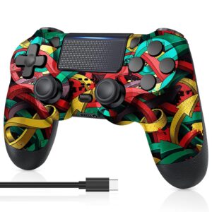 PS4 Controller Wireless, with USB C Cable/1000mAh Battery/Dual Motors/6-Axis Gyro/3.5mm Audio Jack/Multi Touch Pad/Share Button, PS4 Controller Compatible with PS4/Slim/Pro/PC (Colorful Arrows)