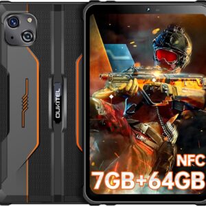 OUKITEL RT3 Rugged Android 13 Tablet - 8 Inch Waterproof-Tablet, 7GB+64GB 1TB Expandable, 5150mAh Battery Industrial Tablet PC, 16+8MP Camera, IP68&IP69K Tablet, Dual SIM/5G WiFi/BT5.3/OTG/NFC-Orange