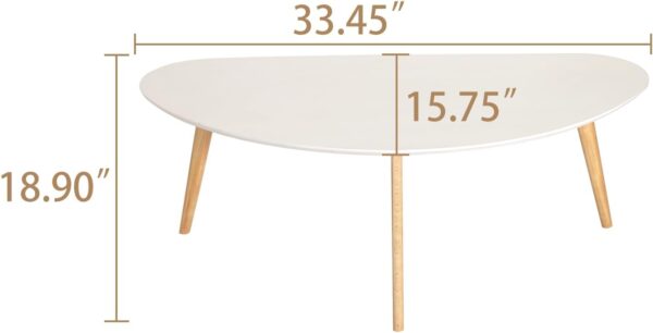 Oval Coffee Table，Wooden Coffee Table，Mid Century Modern for Living Room，Nordic Style Coffee Table (White, Small) - Image 3