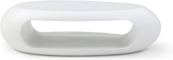 48.42'' Modern Oval Coffee Table, Sturdy Fiberglass Center Cocktail Table, Side Table for Small Space, End Table, White Tea Table, Accent Furniture for Living Room Bedroom Balcony Lounge Office - Image 3