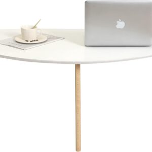 Oval Coffee Table，Wooden Coffee Table，Mid Century Modern for Living Room，Nordic Style Coffee Table (White, Small)
