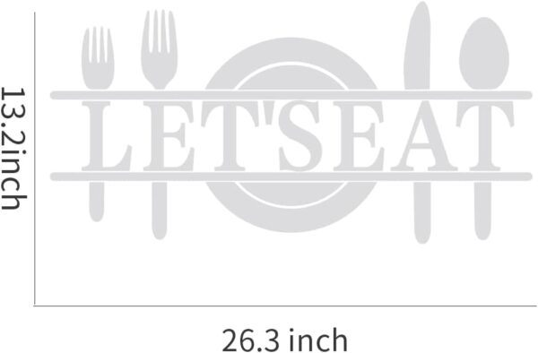 Doeean Let's Eat Wall Decor Letter Signs Acrylic Mirror Wall Decals Decorations Stickers for Kitchen or Dining Room (Silver 26.3 X 13.2) - Image 3