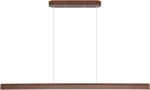 47.2" Wood Linear Pendant Light 34W Led Dimmable Dining Pendant Light Wood Kitchen Island Lights Ceiling Pendant Hanging Light for Dining Room Office studing Walnut Color(Ash Wood)