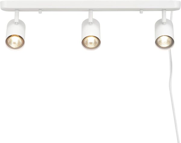 Globe Electric 60024 22" 3-Light Plug-in Track Lighting, Matte White, 15 Foot Cord, in-Line On/Off Rocker Switch, Kitchen, Bathroom, Home Essentials, Ceiling Light, Dorm, Dining Room, Hallway - Image 2
