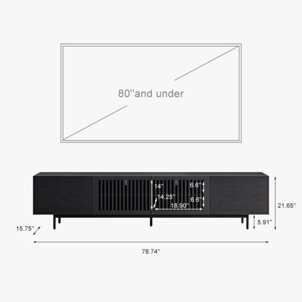 POVISON Modern Slatted TV Stand with Coffee Table,Mid-Century Solid Wood Living Room Set - Image 6