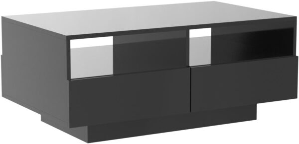 St.Mandyu LED Coffee Table with Storage Drawers,Modern High Glossy Center Table with 20 Colors LED Lights for Living Room (Black) - Image 5